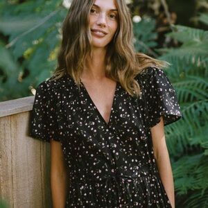 Christy Dawn. The Simple Dawn Dress in Noir Tulips 🖤🌷